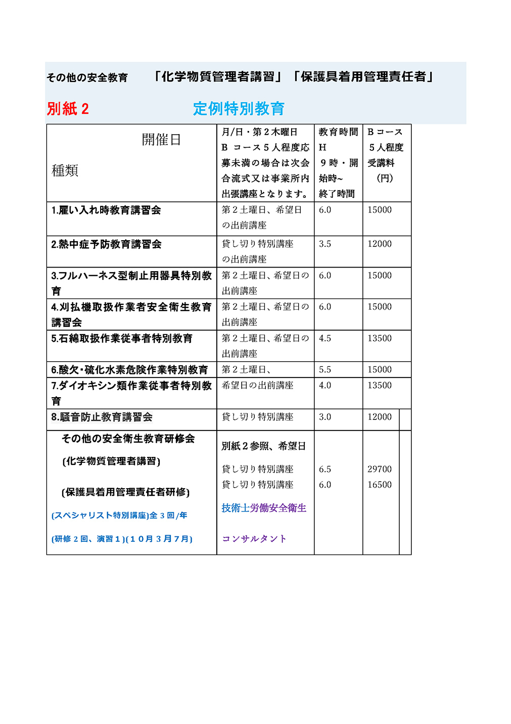 特別教育講習